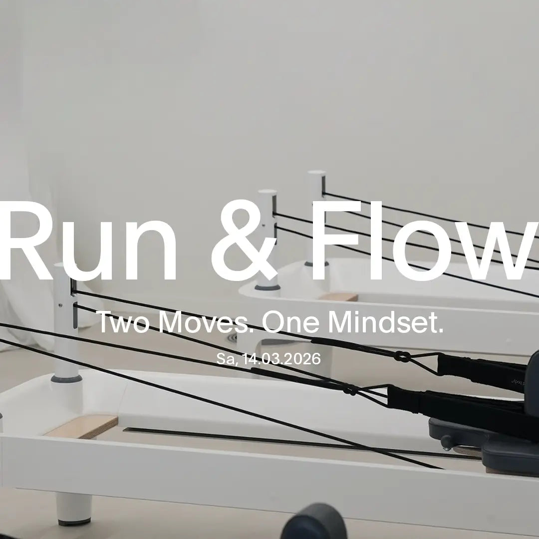 Pilates Reformer Event-Ticket für Run & Flow am 14. März 2026 mit Fokus auf professionelle Trainingsgeräte.
