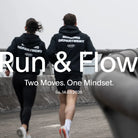 WE•TRST Run & Flow Event-Ticket mit Läufern in schwarzer Streetwear und Running Department Kapuzenpullovern.